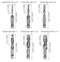 Ensemble de 6 forets et de tarauds combinés M3 M4 M5 M6 M8 M10