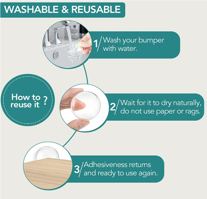 6 Protecteurs de portes Transparent en Silicone souple – 40 * 8 mm