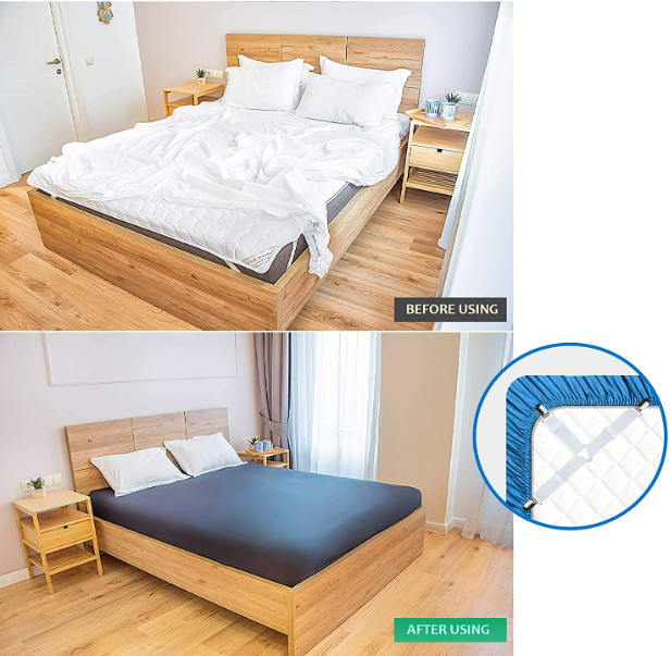Lot de 4 attaches de drap de lit Blanc