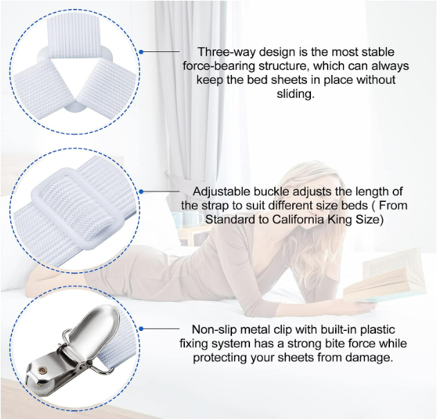 Lot de 4 attaches de drap de lit - Blanc