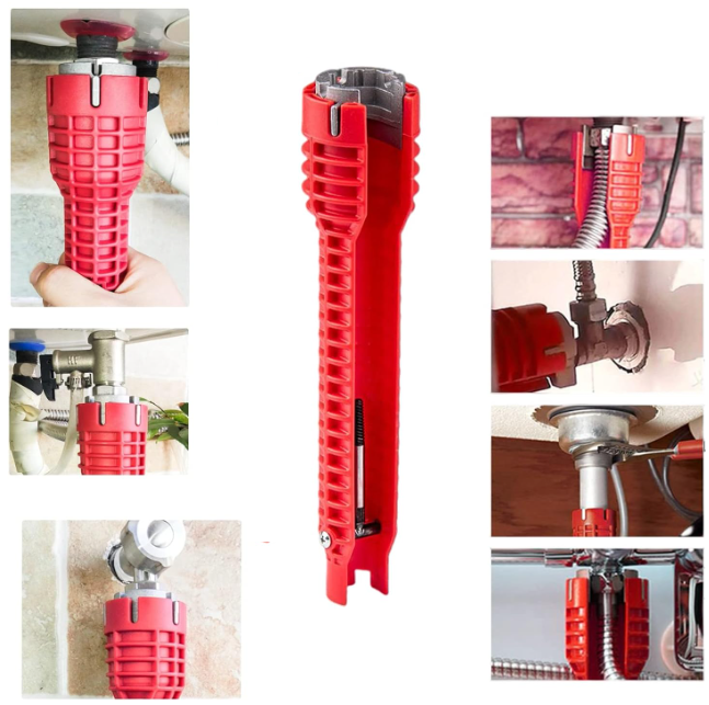 Clé de robinet et d'évier 8 en 1 - outil de plomberie