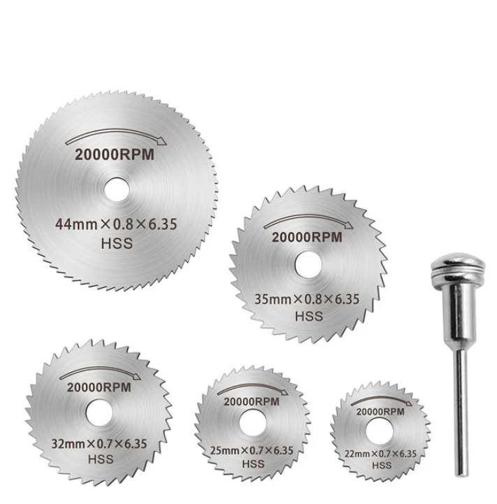 5 Mini lames de scie circulaire pour le bois, le plastique et le métal souple
