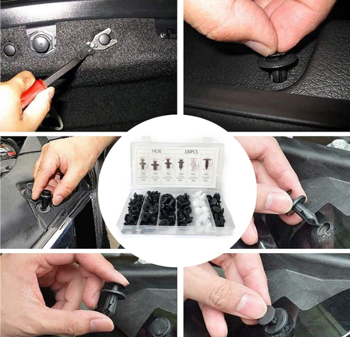 100 clips de retenue de voiture de 6 tailles