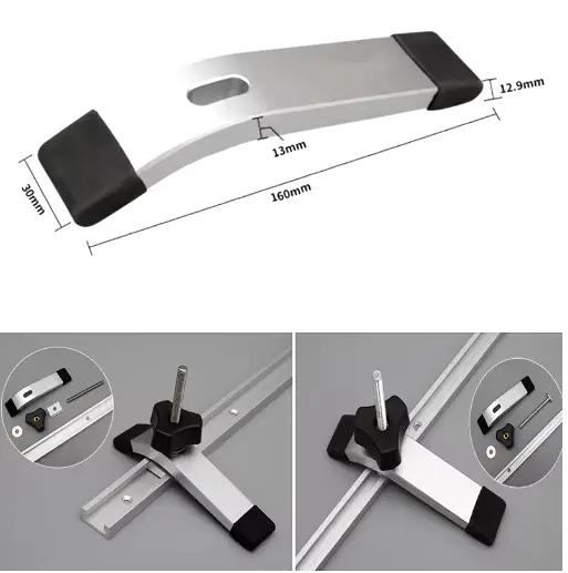 Pince de Maintien de Rail en T à Action Rapide avec Boulons en T, Argenté, Alliage d'Aluminium 1.webp
