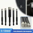 5 Forets diamantés à tige hexagonale de 5 à 12 mm