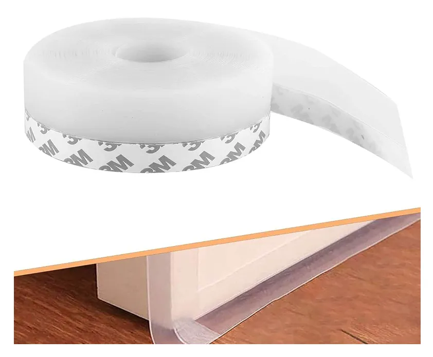 [5RubanBasPorte25] Bande d'étanchéité autocollant pour le bas des portes et fenêtres - 5M x 25 mm – Transparent