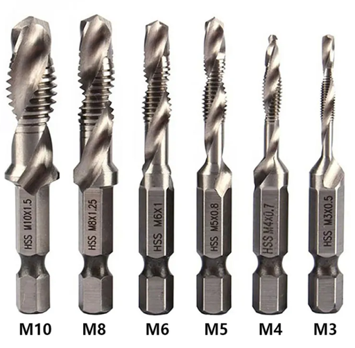 [FroetTaraud] 6 forets et tarauds combinés M3 M4 M5 M6 M8 M10