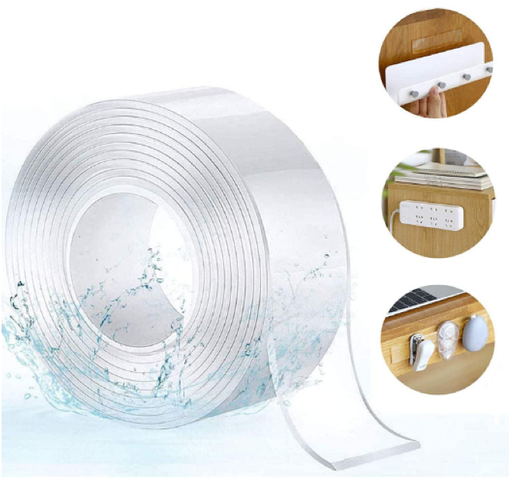 [Rubon1mm] Ruban adhésif double face - 3M x 3cm x 1mm - Transparent - Réutilisable