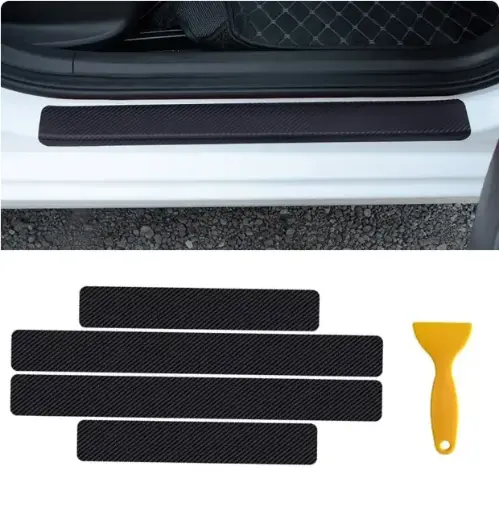 [4FiberCarbon] 4 autocollants fibre de carbone pour pédale de porte de voiture