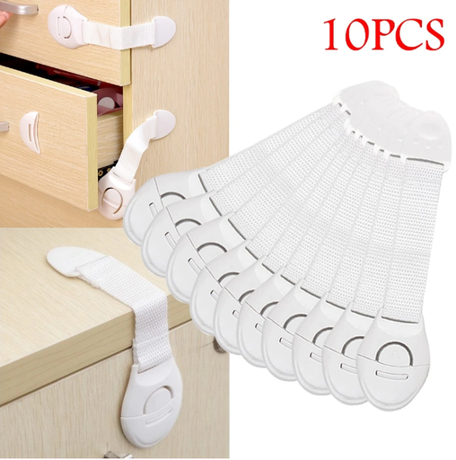 10 Serrures de portes d’armoire et de tiroirs - Sécurité Bébés - Blanc