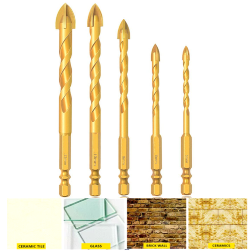 5 Forets pour carrelage, porcelaine, marbre, céramique, verre, brique