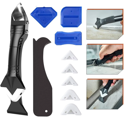 [Grattoir1] Grattoir en Silicone 5 en 1 - Outil de calfeutrage multifonctionnel